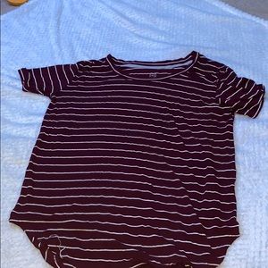 Burgundy and white shirt